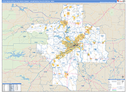 Little Rock-North Little Rock-Conway Metro Area Wall Map Basic Style